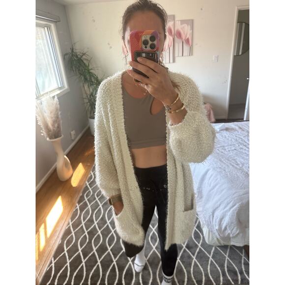 FRNCH Paris Anthropology Boucle Eyelash Cardigan Beige S/M - Picture 2 of 6